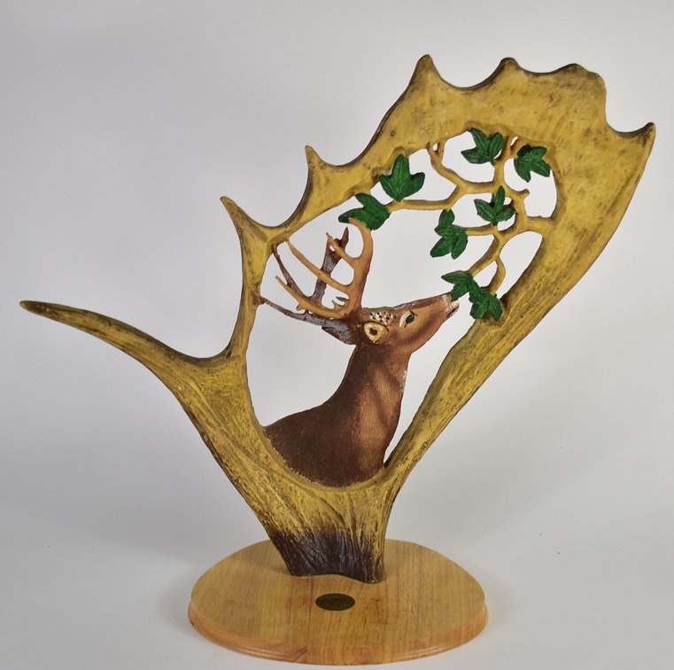 NWTF Deer Carved Antler Statue 