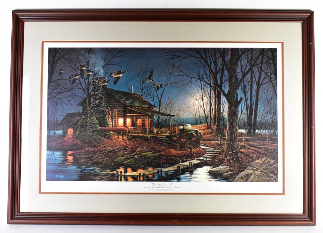 “Moonlight Retreat” By Terry Redlin Ducks Unlimited 1988 Flyway Collection Framed Picture 