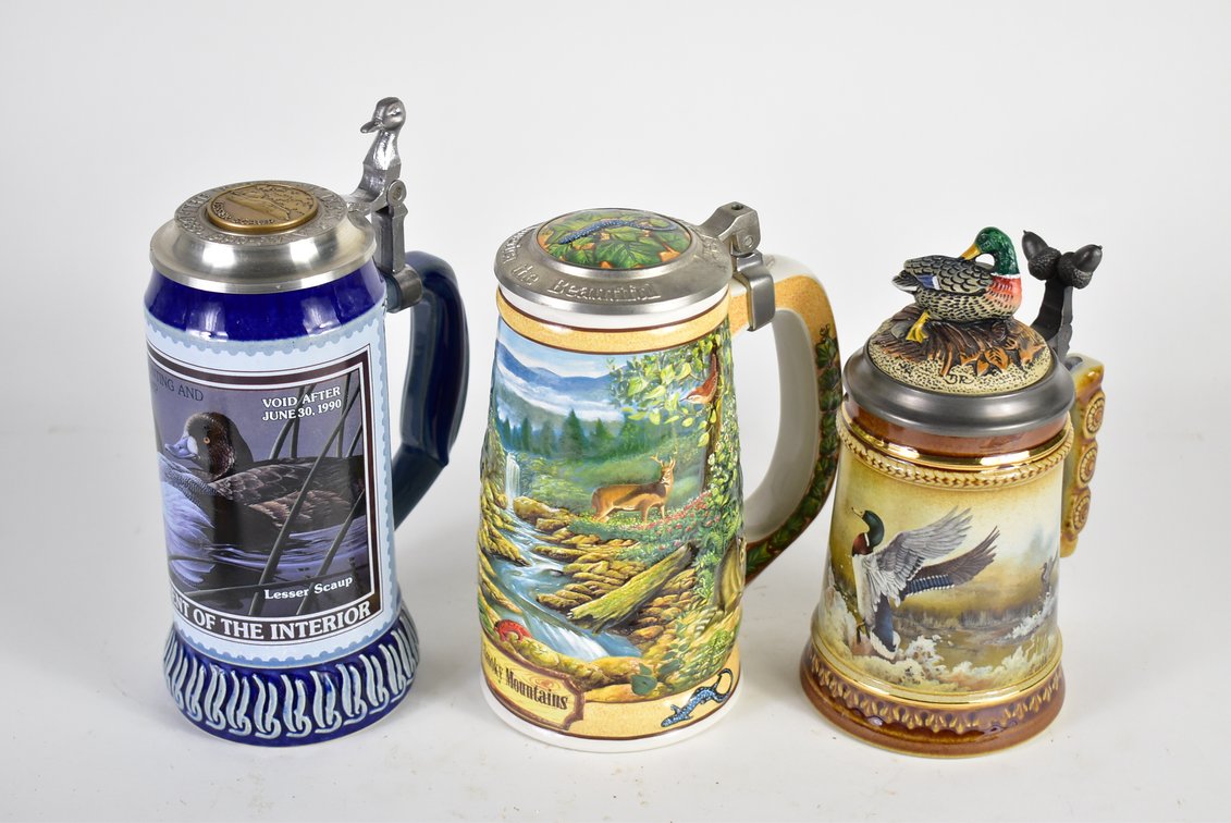 (3) Beer Steins - Budweiser, Federal Duck Stamp 