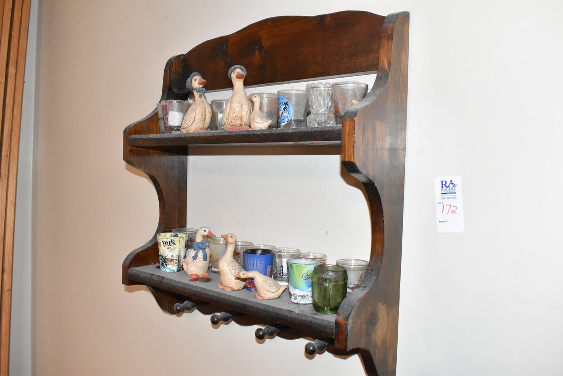 Coat Rack Shelf w/ Shot Glasses +