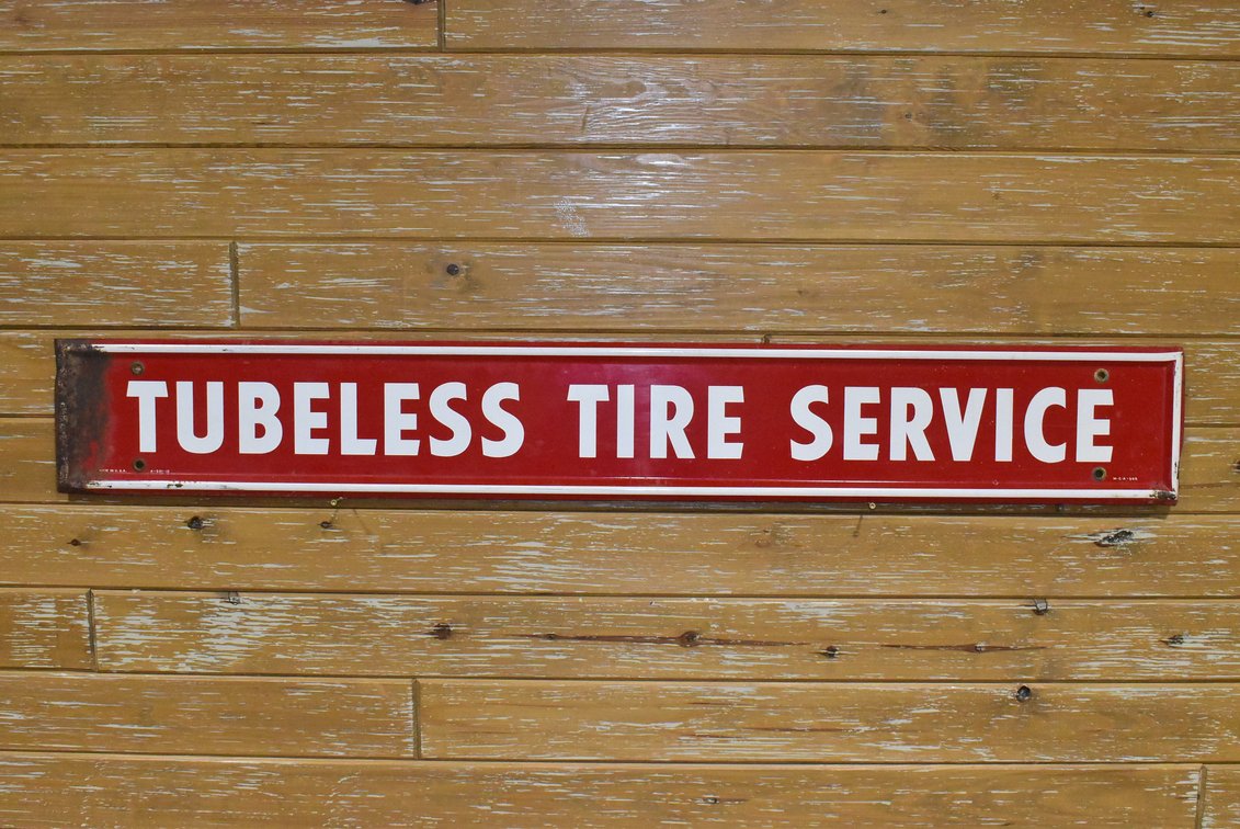 1950’s Hanging Tubeless Tire Service Sign 