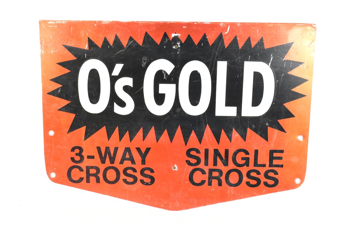 O’s Gold “3-Way Cross Single Cross” Metal Sign 