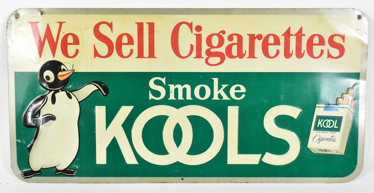 Kool “We Sell Cigarettes Smoke Kools” Embossed Metal Sign 