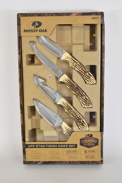 Mossy Oak 4pk Stag Finish Knives 