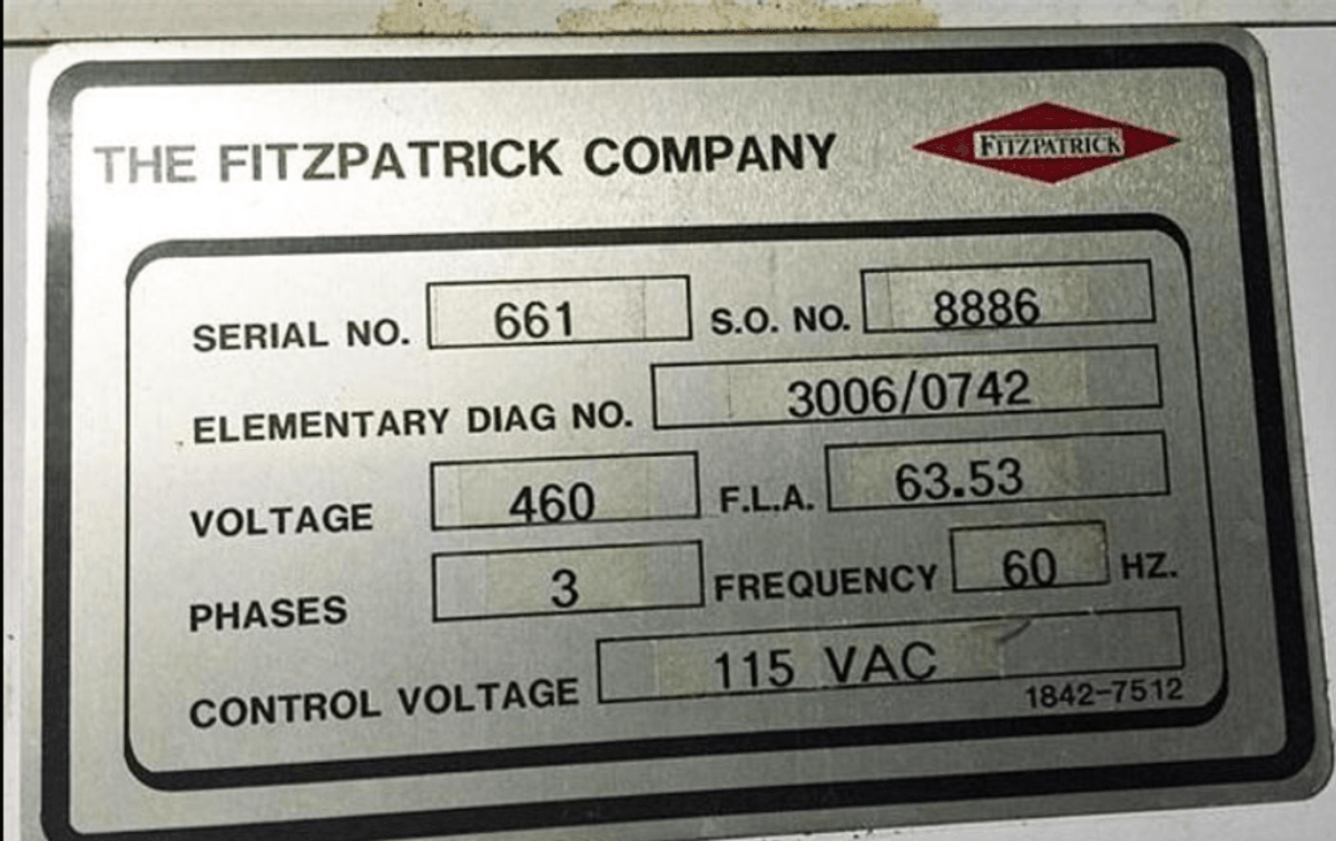 Image for MJK1309 Fitzpatrick 4L X 10D Chilsonator/Roller Compactor
