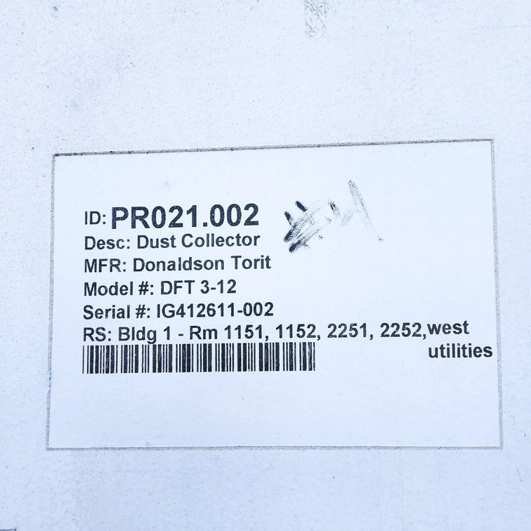 Image for MJK2051 Donaldson Torit Dust Collector DFT 3-12