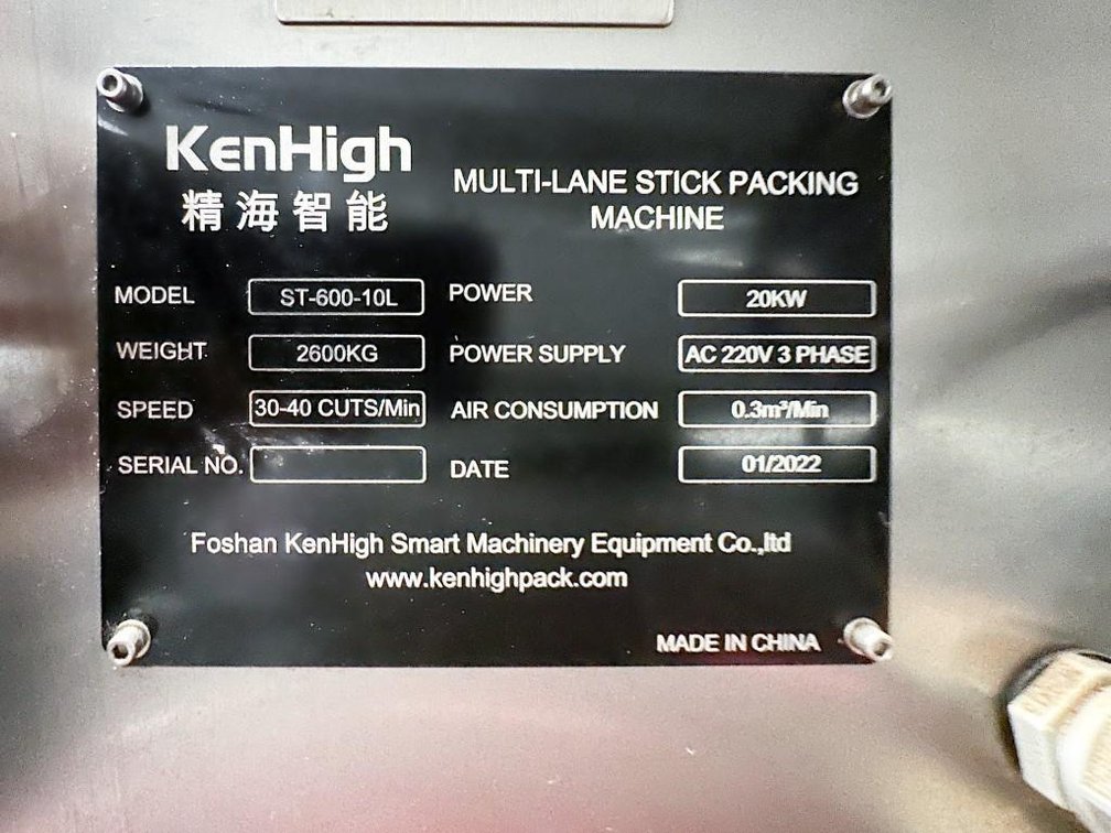 Image for MJK2492 Ken High ST-600-10 Lane Stick Pack Machine