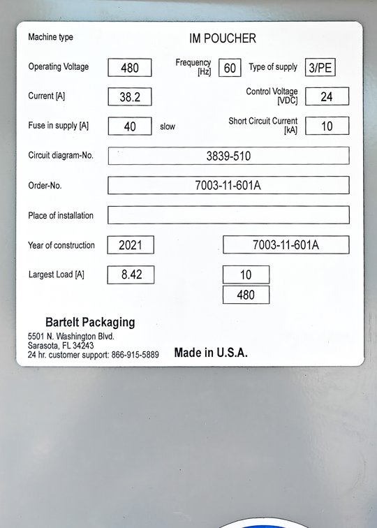 Image for MJK2554 NEW / UNUSED Bartelt® Machine Model IM-7