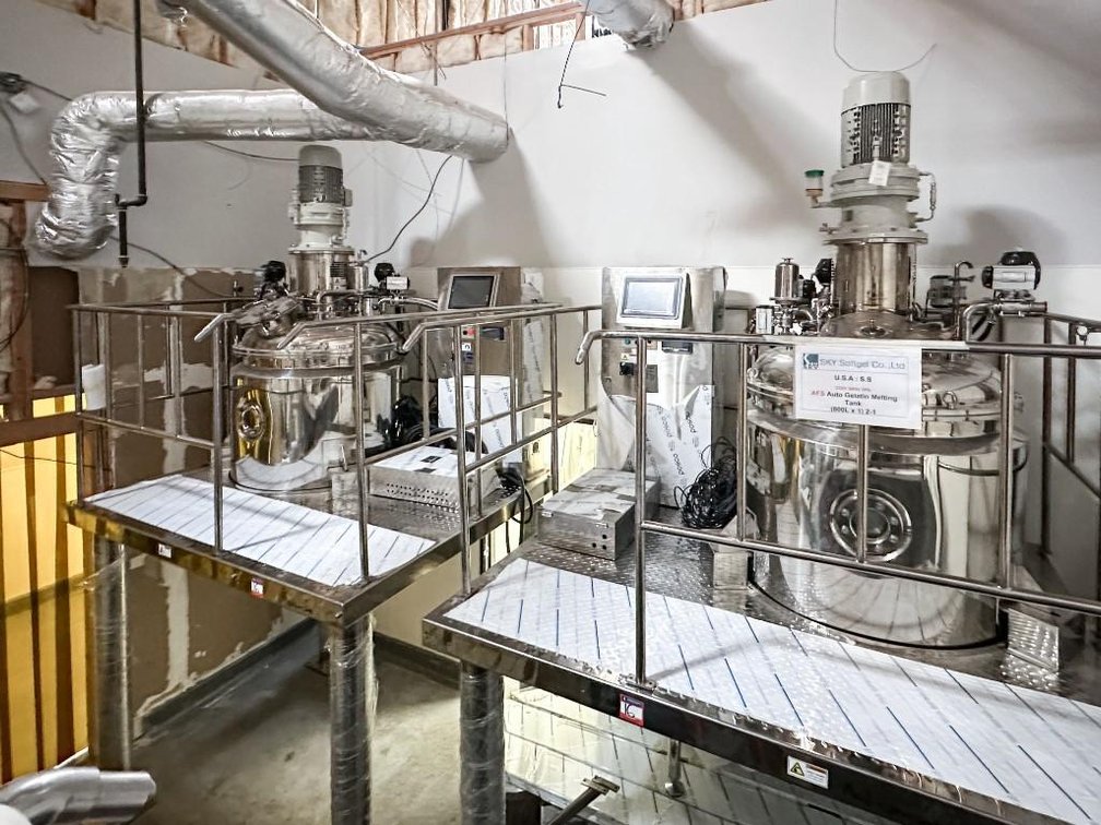 Image for ***SOLD*** MJK2572 NEW - SV3000 Sky Softgel Encapsulation Machine and Mixing Tanks Suite