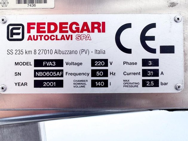 Image for MJK2648 Fedegari Autoclave Model: FVA3