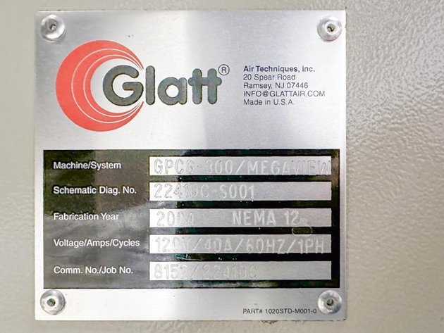 Image for MJK2695 Complete Glatt GPCG-300 Fluid Bed Processing System
