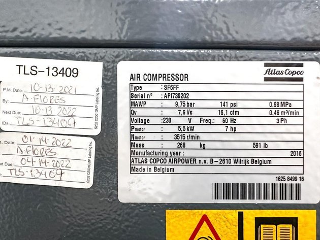 Image for MJK2701 Atlas Copco SF6FF Oil-Free Scroll Air Compressor