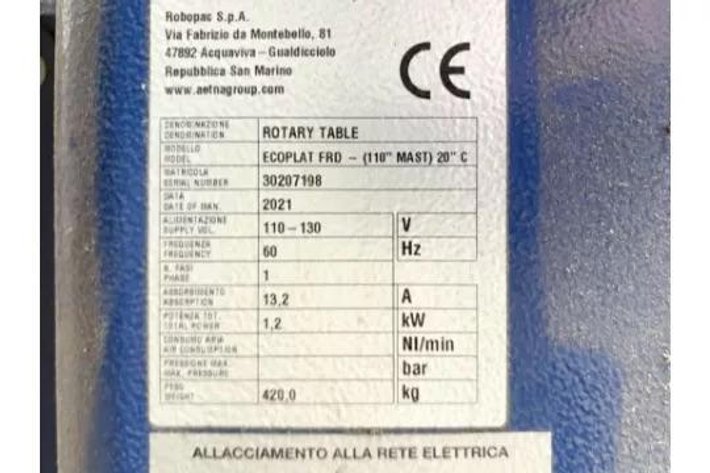 Image for MJK2733 Robopac Ecoplat FRD Semi-Automatic Rotary Turntable Pallet Stretch Wrapper, 110