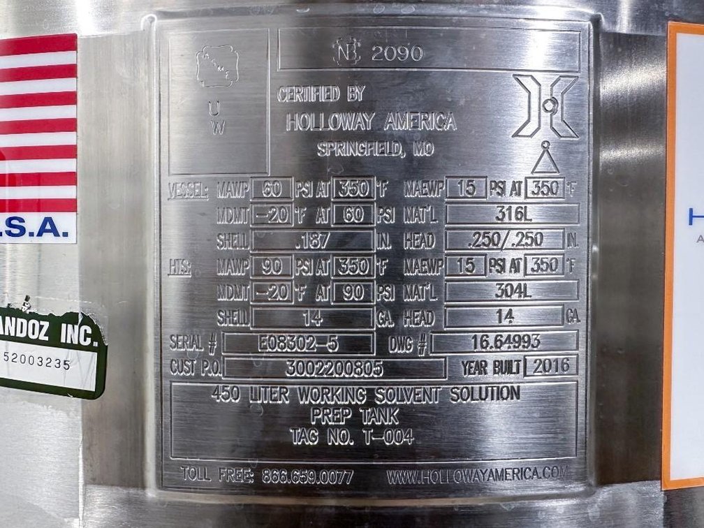 Image for MJK2388 Holloway Jacketed Vessel With Agitation (450L)