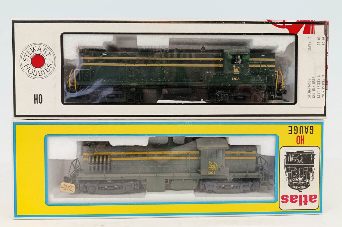 STEWART HOBBIES HO-GA. JERSEY CENTRAL RS-12 & ATLAS RS-1 DIESEL LOCOS (2 OB) INV 261190007