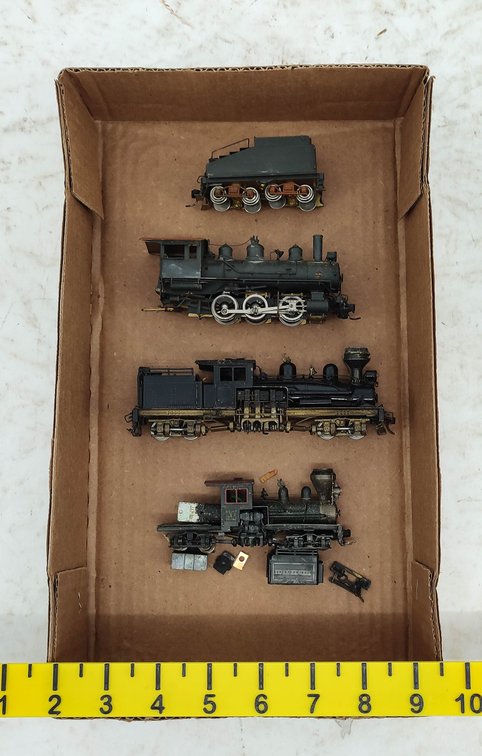 2 UNITED MODELS BRASS SHAY STEAM LOCOS PLUS BRASS 0-6-0 SWITCHER LOCO W/TENDER INV 261220038