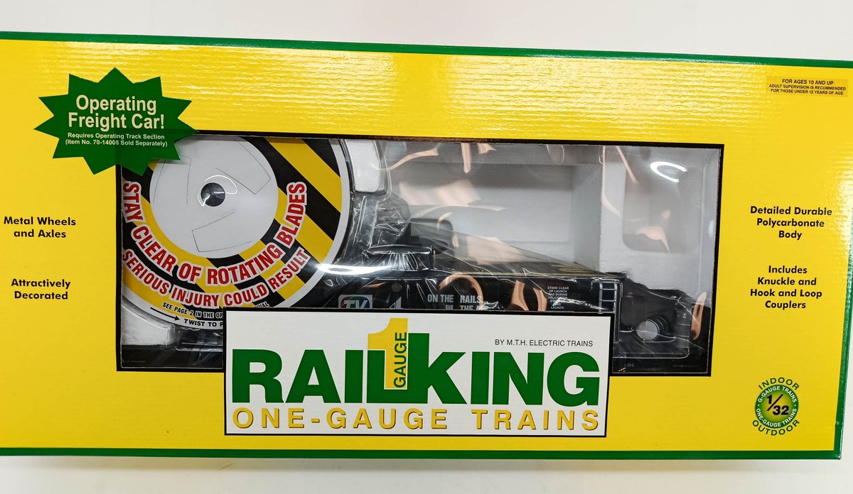 MTH RAILKING GAUGE 1 CHANNEL 4 NEWS OPERATING FLAT CAR W/ HELICOPTER  INV 260790687