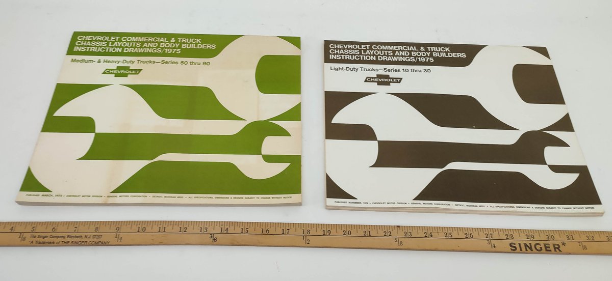 2 CHEVY COMMERCIAL & TRUCK CHASSIS LAYOUTS 1975 BODY BUILDERS INSTRUCTION BOOKS. INV 261570641