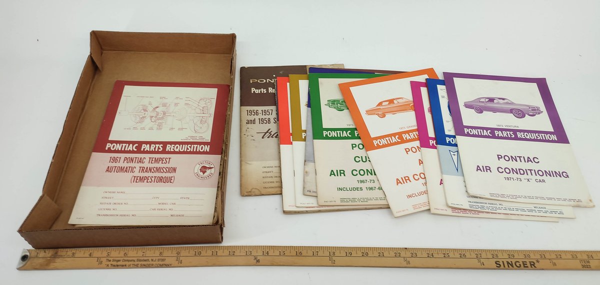 PONTIAC PARTS REQUISITION BOOKLETS. 50'S, 60'S-70'S. 15 COPIES INV 261570644