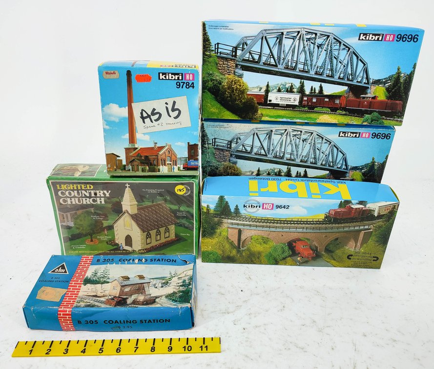 KIBRI HO SCALE BRIDGE & BUILDING KITS, AHM COALING STATION, TRACK PLANS & LOOSE PARTS, SOME OBS NNC INV 261650311