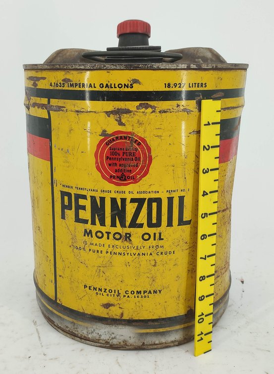 PENNZOIL 5 GAL. MOTOR OIL TIN CONTAINER  INV 260350011