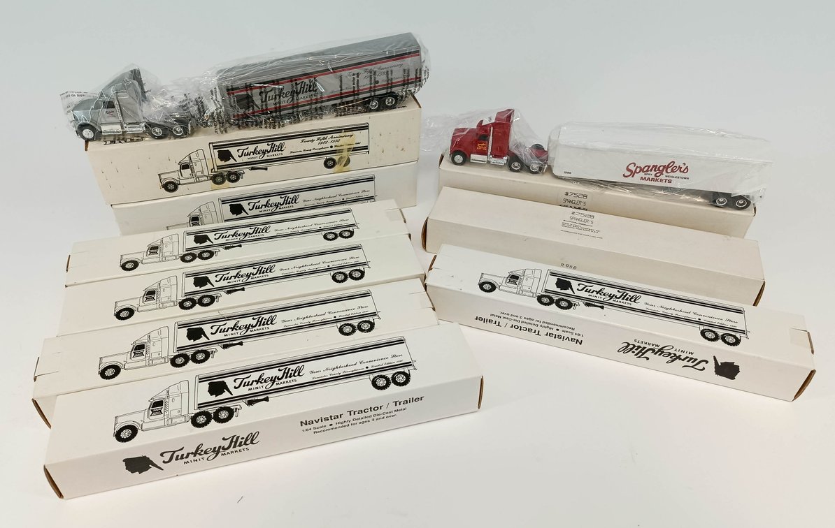 9 ERTL DIE-CAST SEMI TRUCKS TURKEY HILL SPANGLER'S INTERNATIONAL NAVISTAR TRACTOR TRAILERS 9 OB  INV 261671946