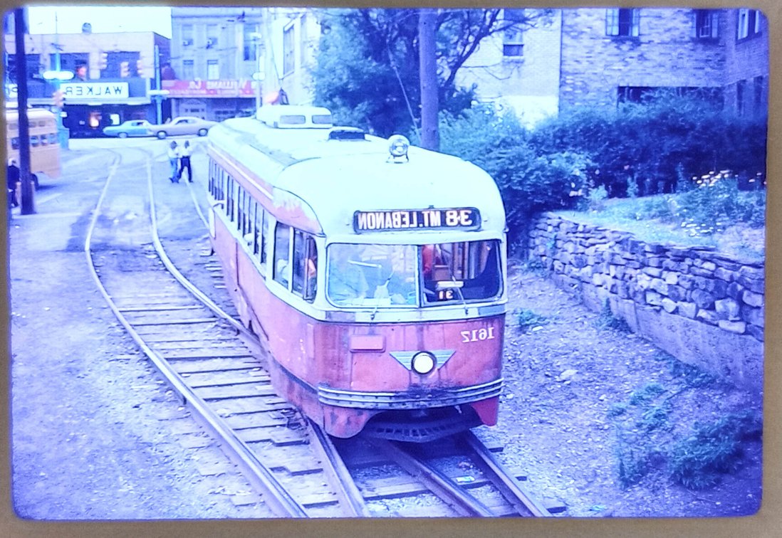 100+ COLORED SLIDES: TRAINS, TROLLEYS, ETC  INV 262510814