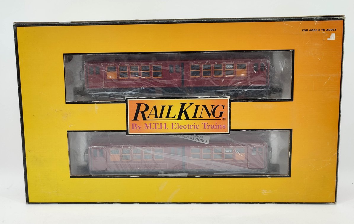 RAILKING SET METROPOLITAN /RED 2-CAR LO-V ADD ON NON POWERED SUBWAY SET 30-2448-3 OB  INV 263230010