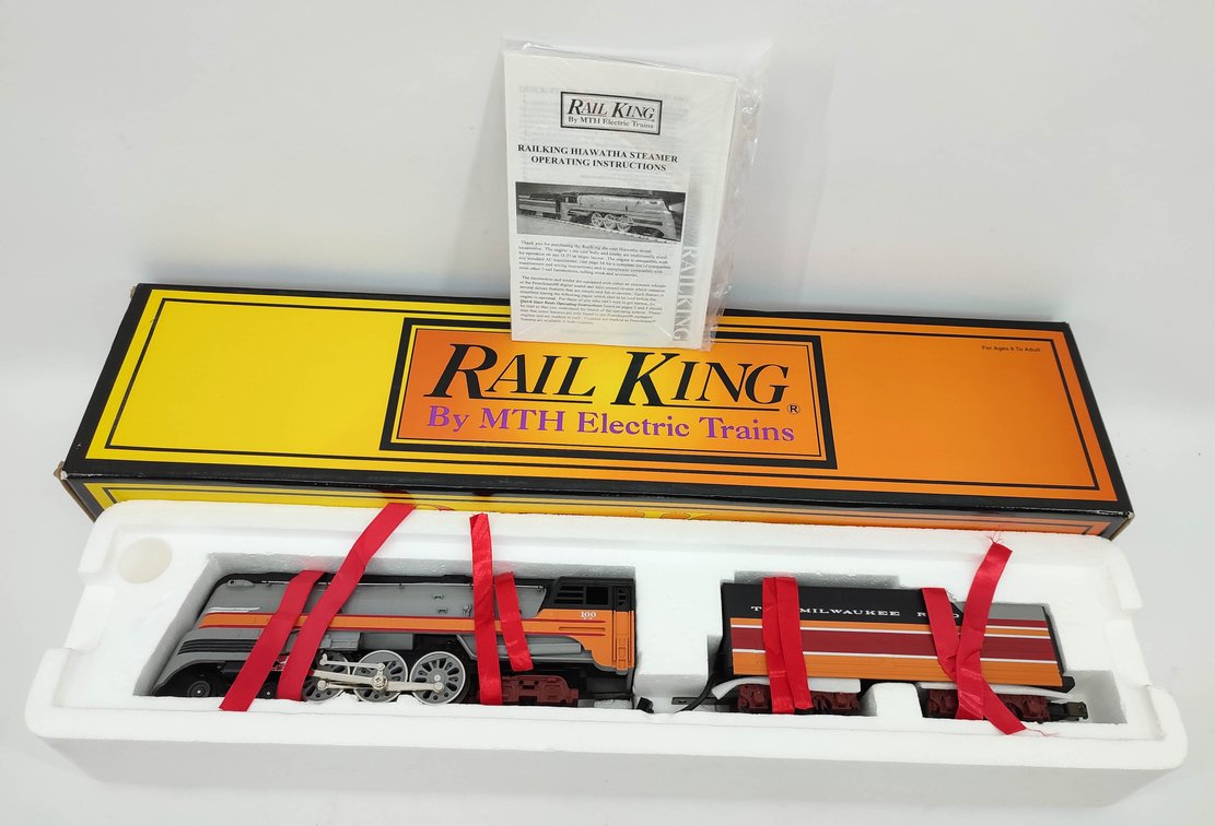RAILKING HIAWATHA HUDSON STEAM ENGINE & TENDER MILWAUKEE ROAD 3-RAIL PROTO SOUND 30-1127-1 OB  INV 263230017