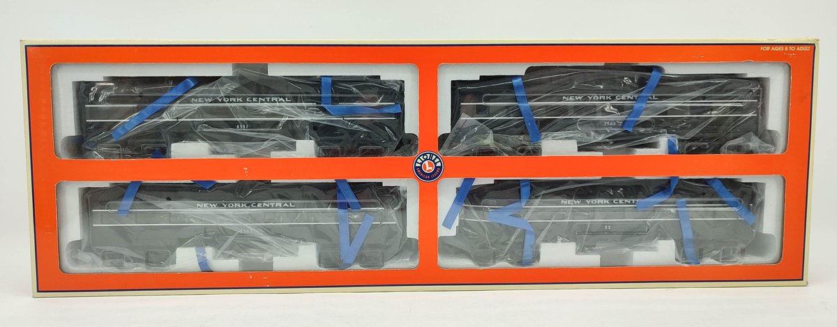 LIONEL SET OF 4 CARS NEW YORK CENTRAL O-27 STREAMLINER SET CARS 8551, 2562, 52, 2563 O GAUGE 6-29056 OB  INV 263230023