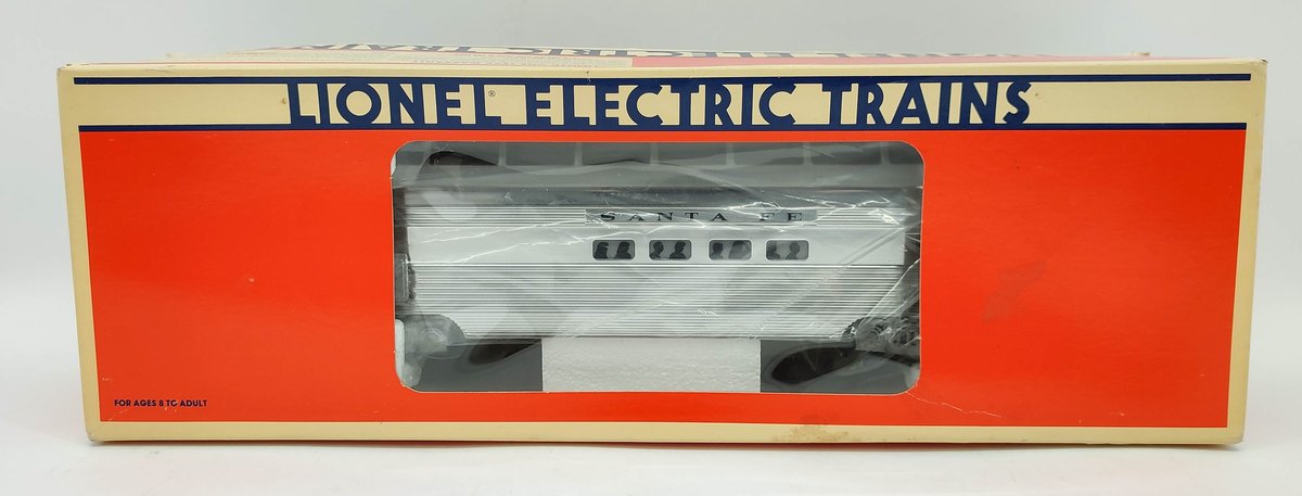 LIONEL SANTA FE ALUMINUM FULL VISTA DOME PASSENGER CAR O GAUGE 6-19128 OB  INV 263230025