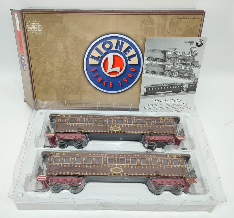 LIONEL WOODRUFF SLEEPING CAR 2 PACK COACHES O GAUGE 1927690 OB  INV 263230027