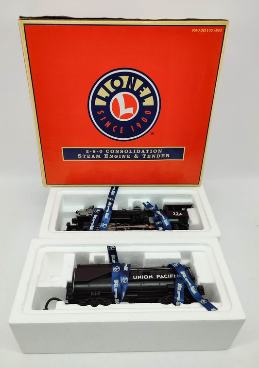 LIONEL UNION PACIFIC 2-8-0 CONSOLIDATION COMMAND STEAM ENGINE & TENDER 6-28038 OB  INV 263230038