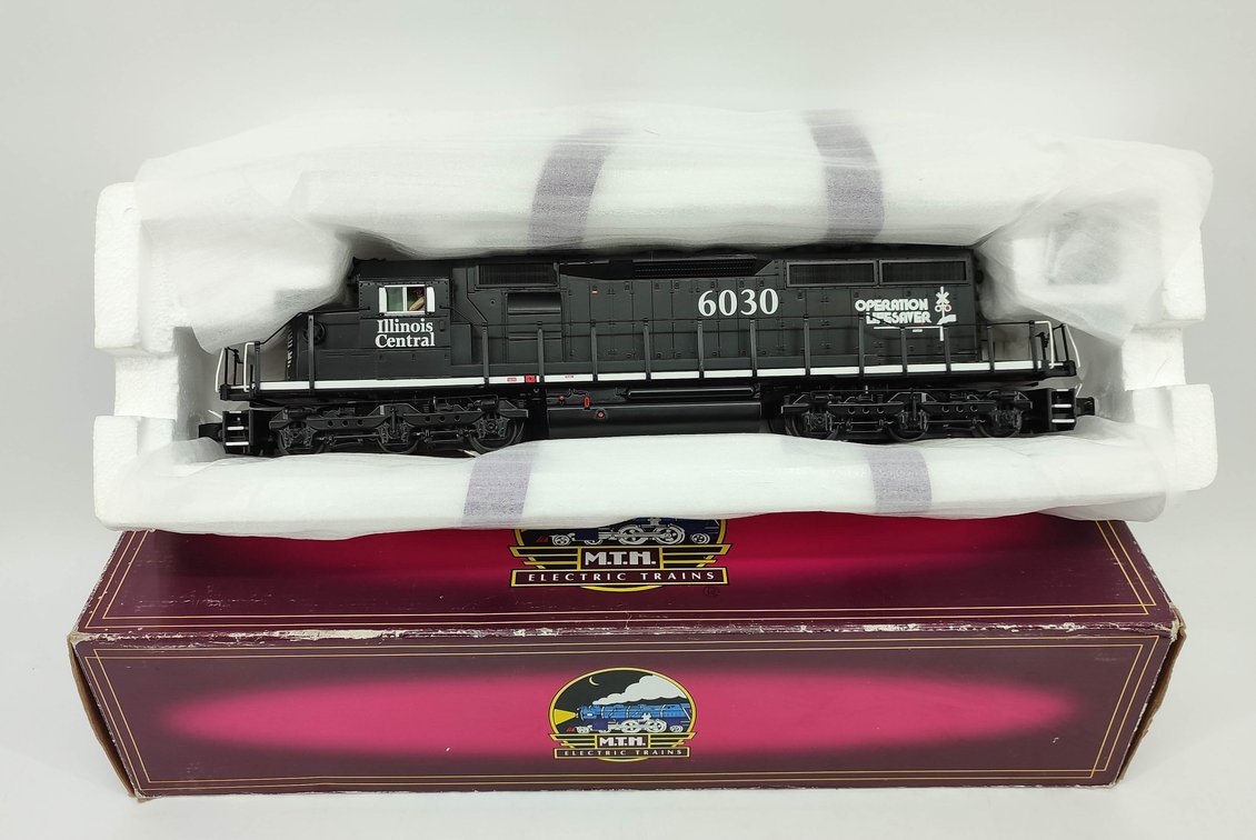 M.T.H. 3-RAIL ILLINOIS CENTRAL 6030 SD40-2 DIESEL ENGINE W/ PROTOS SOUND 20-2909-1 OB  INV 263230049