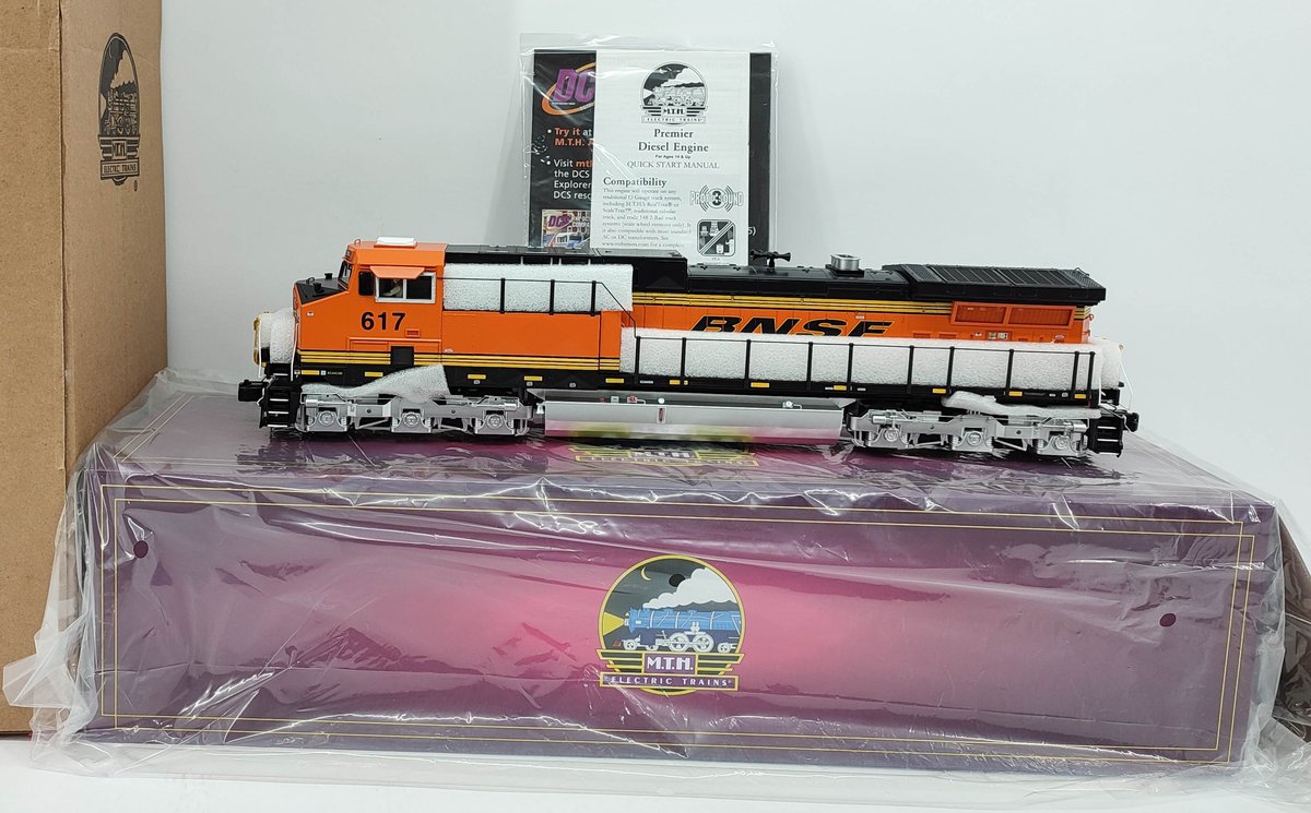 M.T.H. BNSF 617 AC4400CW DIESEL ENGINE PROTOS SOUND HI-RAIL WHEELS 3-RAIL 20-21742-1 OB  INV 263230054