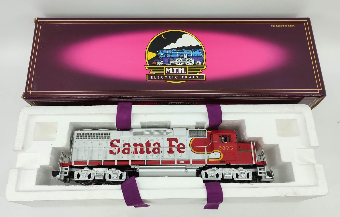 M.T.H. SANTA FE 2375 GP38-2 DIESEL ENGINE PROTOSOUND 3-RAIL 20-2255-1 OB  INV 263230058