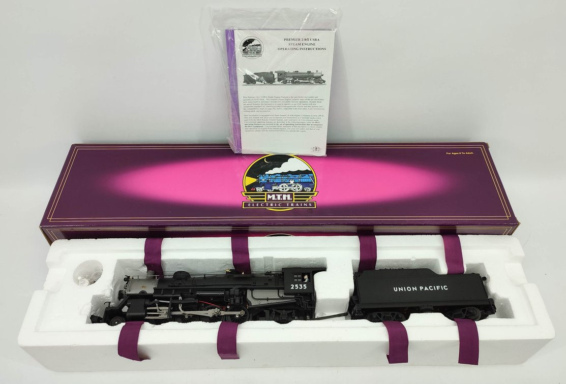 M.T.H. UNION PACIFIC 2535 2-8-2 USRA LIGHT MIKADO STEAM ENGINE LOCOMOTIVE & TENDER W/PROTO SOUND 3 RAIL 20-3053-1 OB  INV 263230065