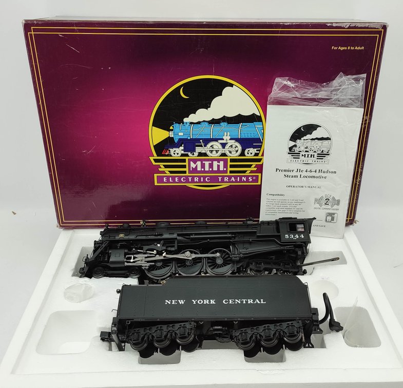 M.T.H. NEW YORK CENTRAL 5344 4-6-4 J-1E HUDSON STEAM ENGINE & TENDER PROTO SOUND 3-RAIL 20-1005-1E OB  INV 263230078