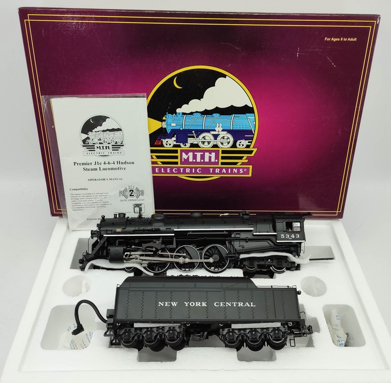 M.T.H. NEW YORK CENTRAL 5343 4-6-4 J-1E HUDSON STEAM ENGINE & TENDER PROTOS SOUND 3-RAIL 20-3158-1 OB  INV 263230077