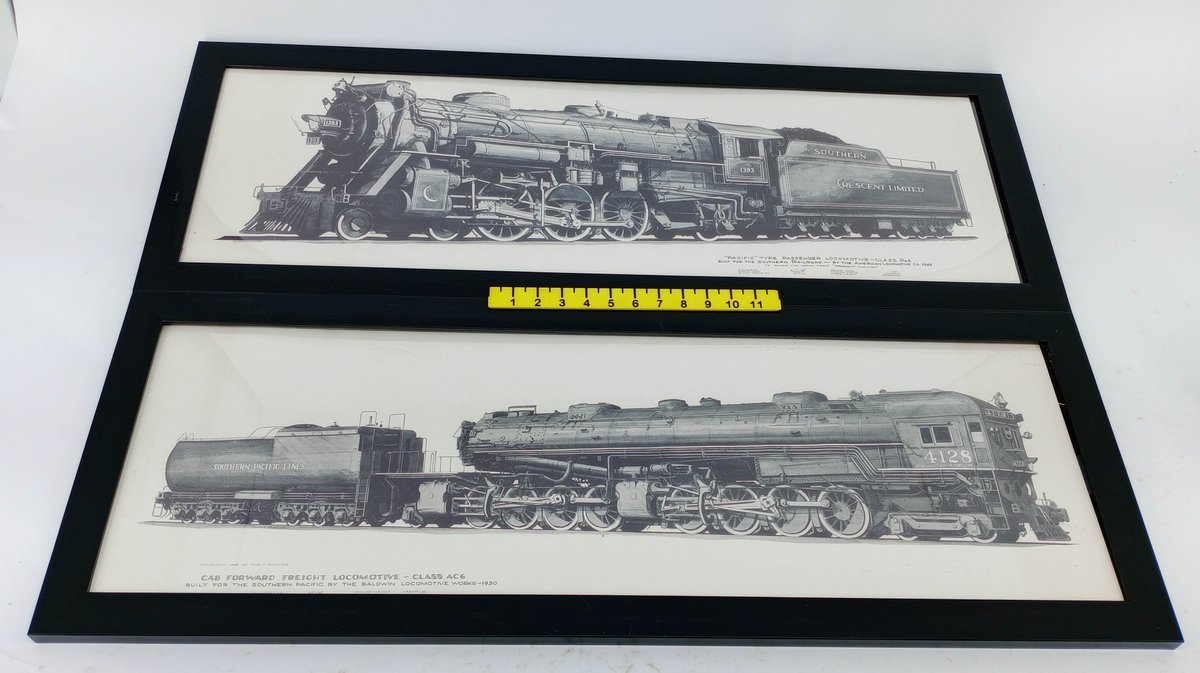 2 FRAMED STAUFER LOCOMOTIVE PRINTS, SOUTHERN CRESCENT LIMITED & SOUTHERN PACIFIC AC6  INV 263310116