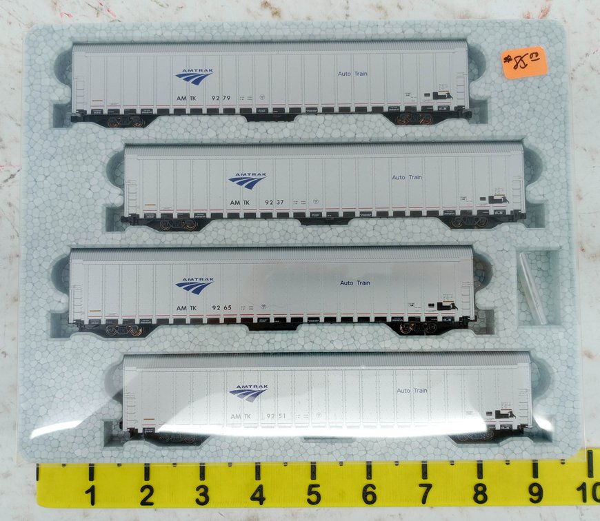 4 KATO 106-5502 AMTRAK AUTO TRAIN AUTORACKS N SCALE, OB INV 263330004