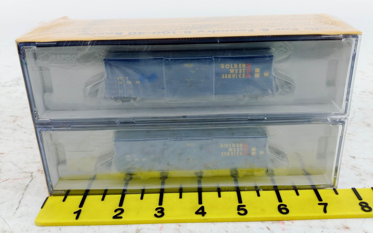 RAPIDO 537004 GOLDEN WEST VENTURA COUNTY 6 PACK N SCALE B-100-40 BOXCARS, 6-PACK SEALED OB INV 263330013