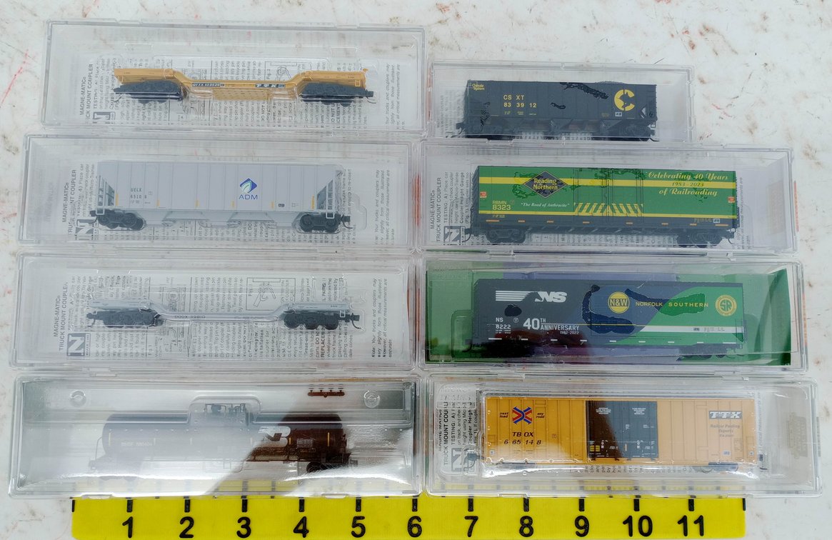 8 MICRO-TRAINS N SCALE CSX, NS, TTX, BNSF, ADM & MORE FREIGHT CARS, 8 OBS INV 263330030