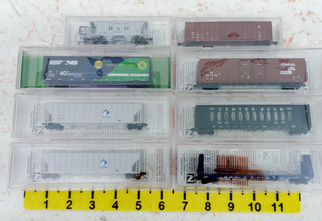 MICRO-TRAINS N SCALE ASSORTED B&O, CONRAIL, NS, WP & MRL FREIGHT CARS, 8 OBS INV 263330044