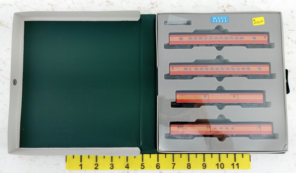 KATO 106-029 SOUTHERN PACIFIC DAYLIGHT 4 PASSENGER CAR SET N SCALE, OB INV 263330049
