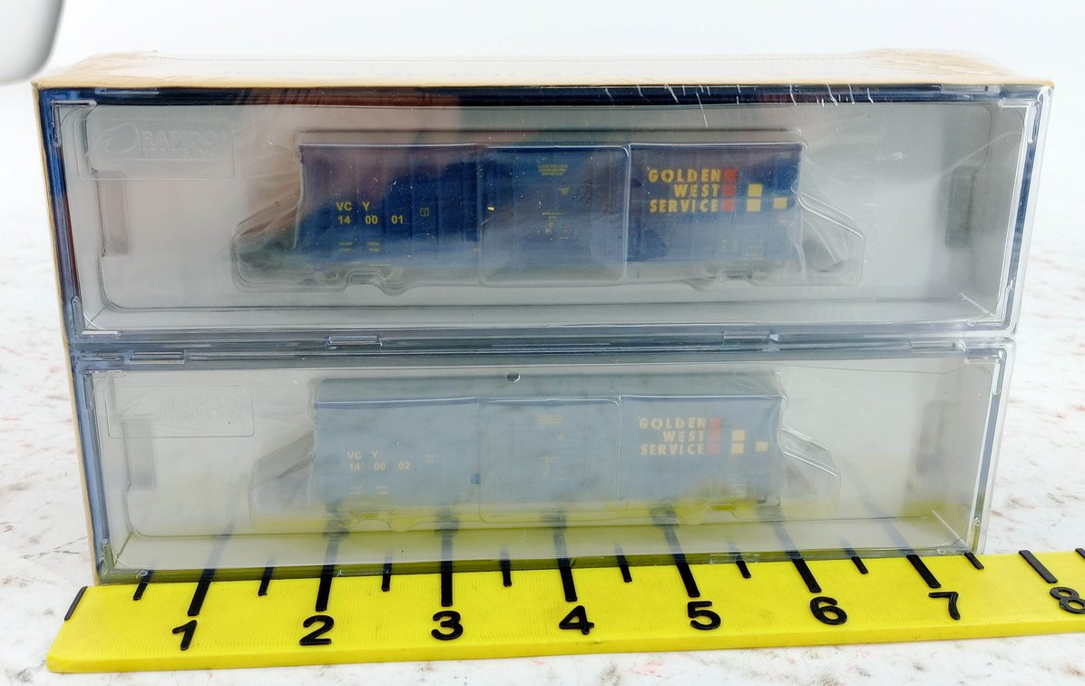 RAPIDO 537003 GOLDEN WEST VENTURA COUNTY B-100-40 BOXCARS, 6 PACK, SEALED OB INV 263330078