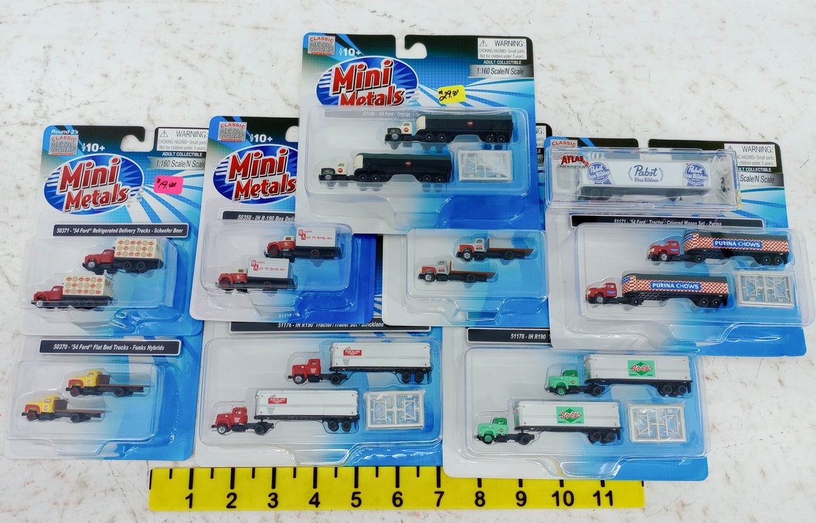 ASSORTED CLASSIC METAL WORKS MINI METALS N SCALE TRUCKS & TRACTOR TRAILERS, OBS INV 263330083