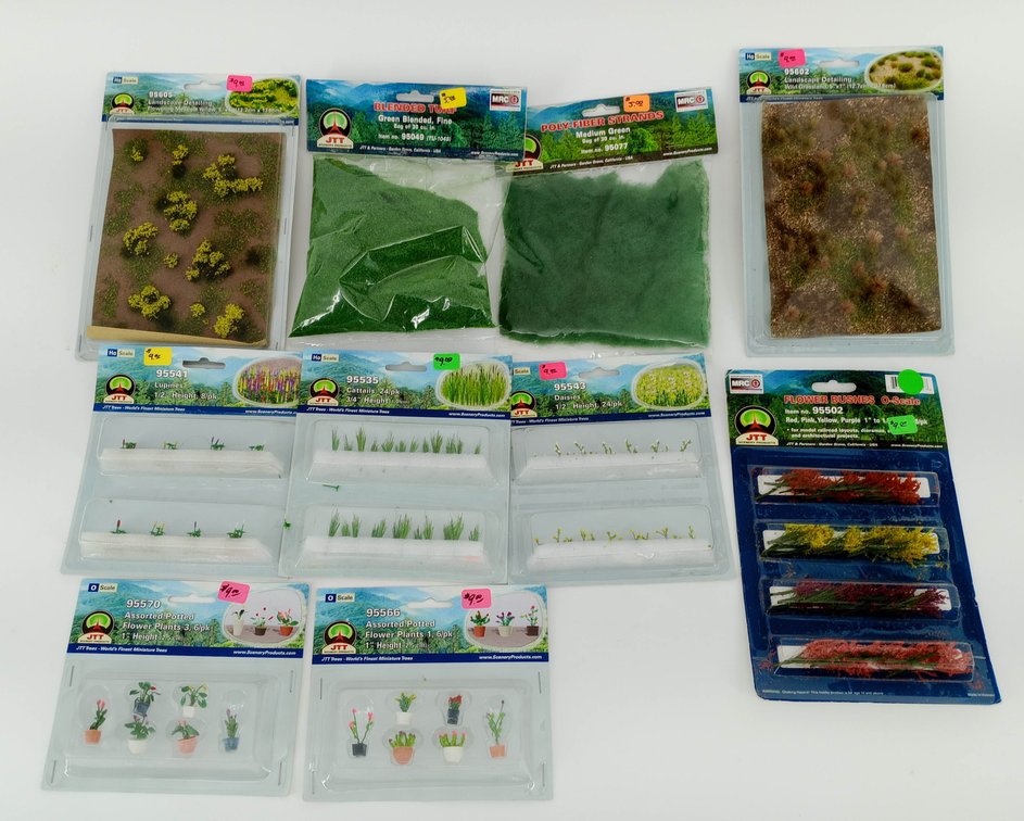 ASSORTED JTT SCENERY PRODUCTS FLOWERS, GRASS, TURF & POTTED PLANTS, OBS INV 263330095