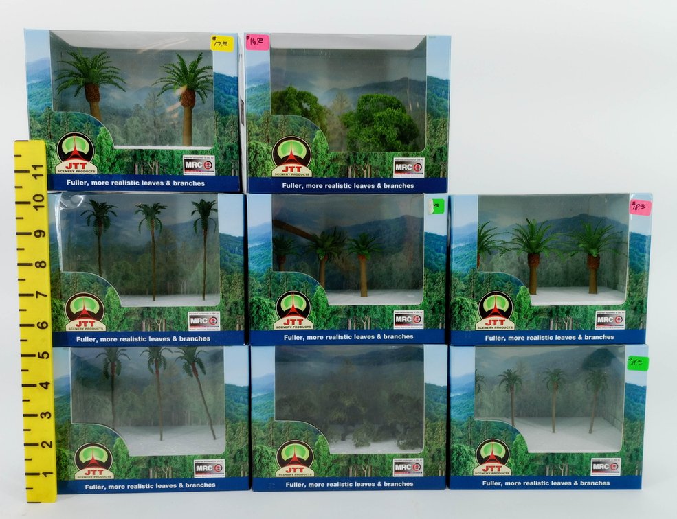 JTT SCENERY PRODUCTS ASSORTED PALM & TREE MINIATURES, 8 OBS INV 263330094