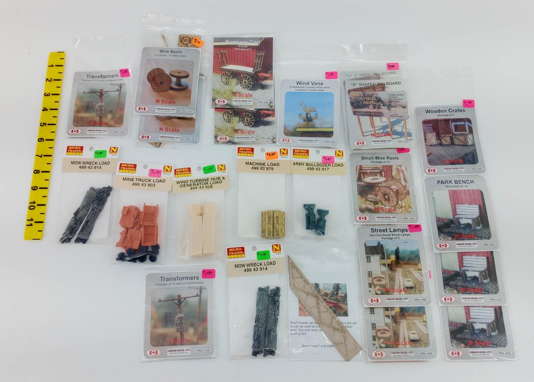 ASSORTED OSBORN MODEL KITS & MICRO-TRAINS N SCALE LOADS & DETAILS INV 263330098